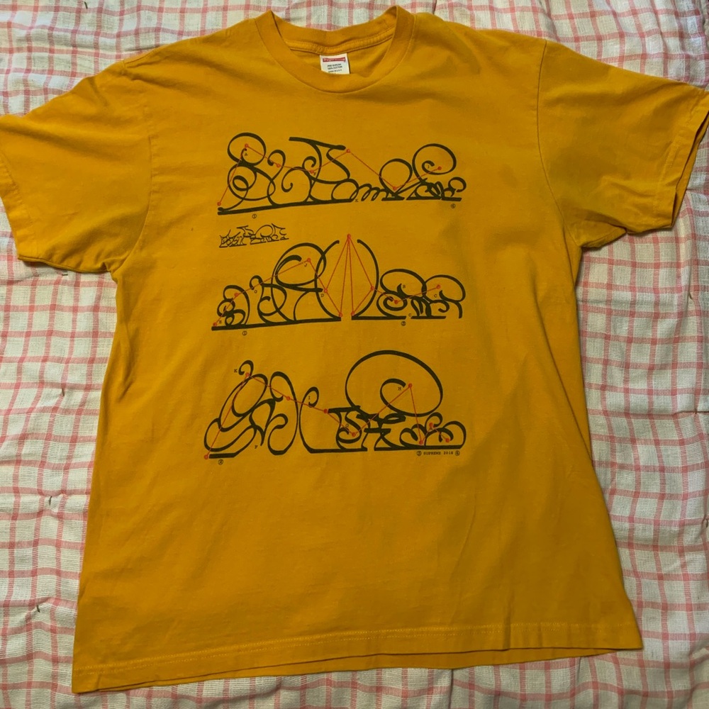 Supreme Orange T-Shirt with Black Graphic Size Large 2018